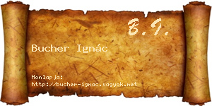 Bucher Ignác névjegykártya